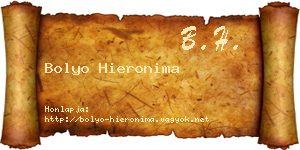 Bolyo Hieronima névjegykártya